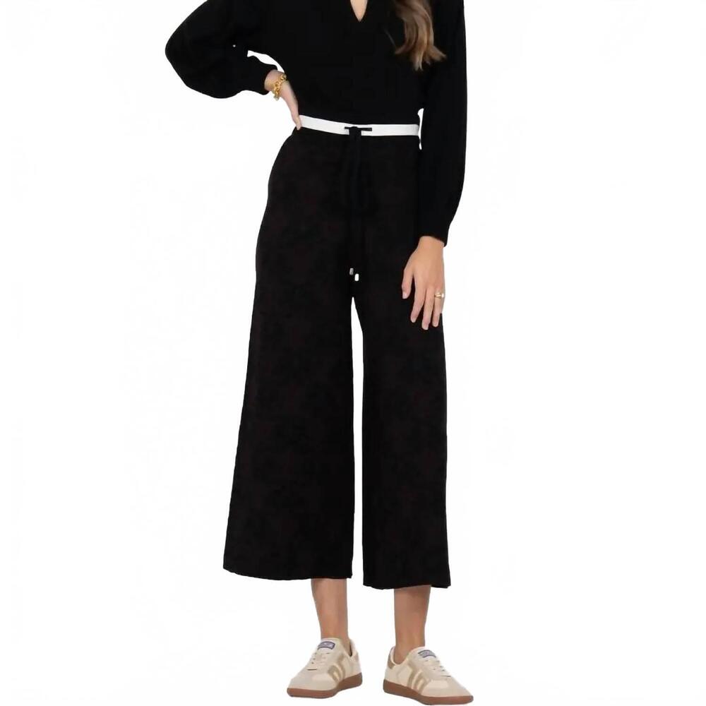 NEW EMILY MCCARTHY teddy crop trousers in bow lattice